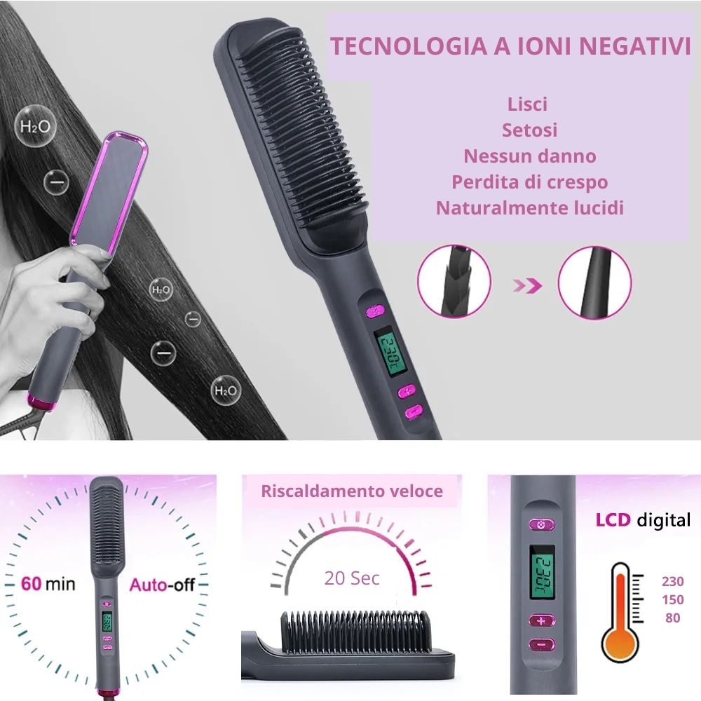 Lunaria Glow™ - Pettine ioni negativi per lo styling antiscottatura